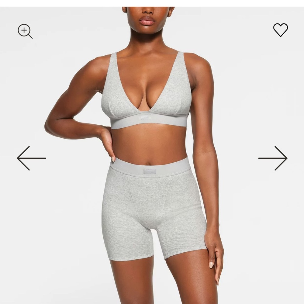 SKIMS Women’s Light Gray Cotton Ribbed Boxer